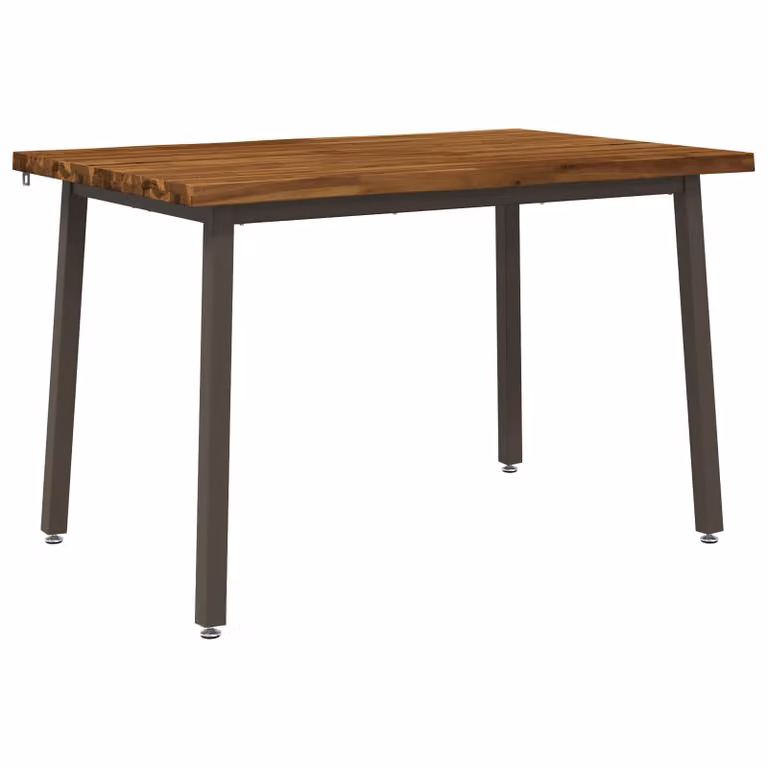 Mesa de comedor moderna vidaXL de madera de acacia sólida con borde natural en color marrón, An/P/Al: 120 x 80 x 75 cm