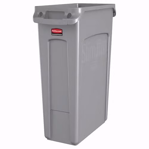 Contenedor de reciclaje Rubbermaid de plástico color gris con canales de ventilación An/P/Al: 76,2 x 27,9 x 55,8 cm
