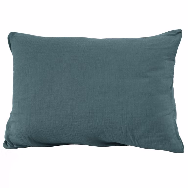 Funda de almohada de algodón lisa Housse De Rêve color azul, 50 x 70 cm