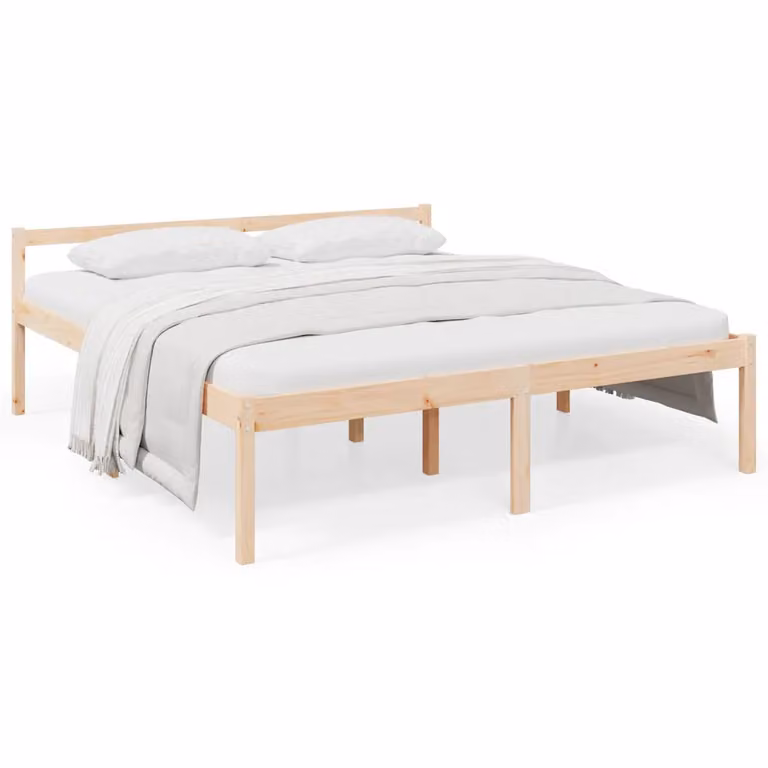 Cama para personas mayores vidaXL de madera maciza de pino en color marrón, An/P: 200 x 200 cm