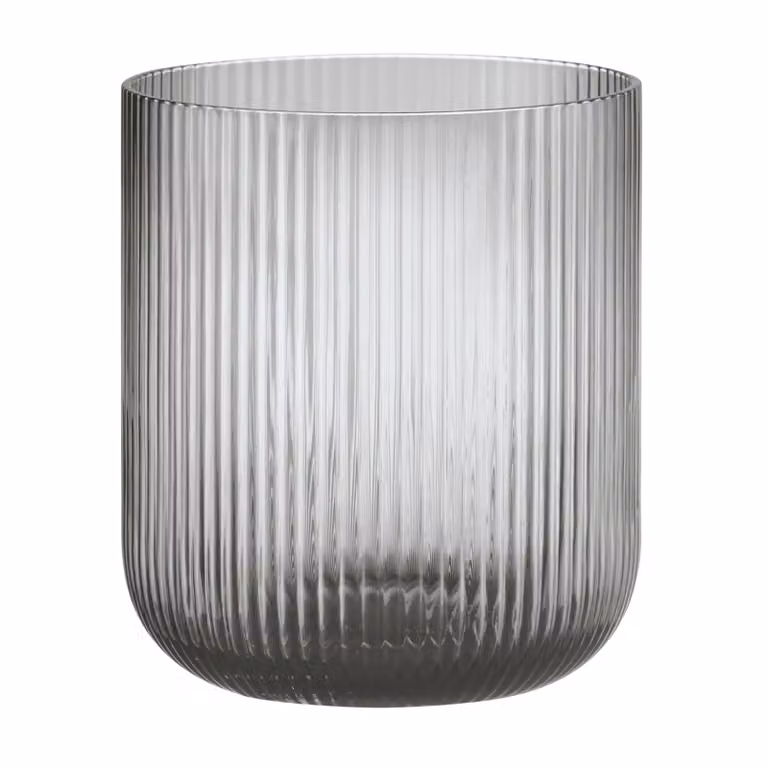 Portavelas de cristal Blomus Ven Smoke en color gris y marrón con diseño de rayas y forma redonda, Altura: 15,5 cm