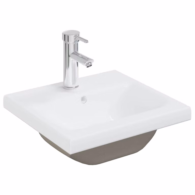 Lavabo empotrado de cerámica blanca con grifo vidaXL An/P/Al: 42 x 39 x 18 cm