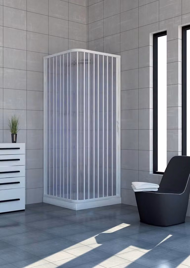 Mampara de ducha plegable Rollplast Pinto rectangular de plástico transparente con recubrimiento easy clean, An/P/Al: 70 x 90 x 185 cm