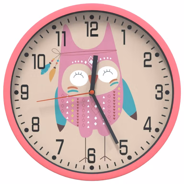 Reloj de pared analógico de cristal y poliestireno rosa vidaXL con mecanismo de cuarzo silencioso, Diámetro: 25,5 cm