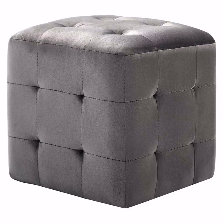 Set de 2 pufs vidaXL de terciopelo gris con diseño de cubo moderno, An/P/Al: 30 x 30 x 30 cm
