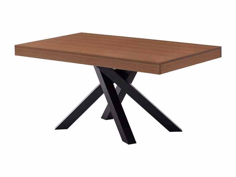 Mesa de comedor extensible rectangular CATONAV en MDF y metal, color marrón y negro