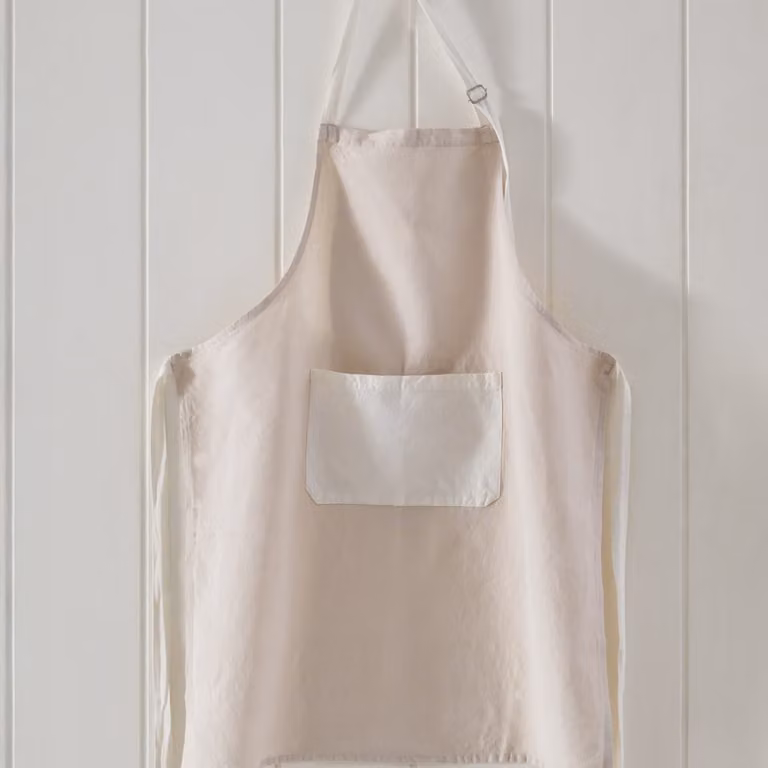 Delantal de cocina Sensei Maison de lino y algodón color beige para adultos An/Al: 80 x 92 cm