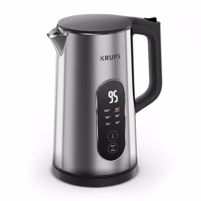 Hervidor eléctrico Krups Selection de 1,7 l en color negro y plata con acero inoxidable y función de mantener caliente
