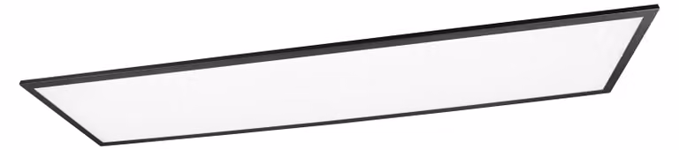 Lámpara de techo LED GAMMA de Trio Lighting, panel rectangular moderno en color negro con luz nocturna