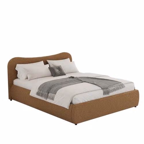 Cama de 2 plazas Concept-Usine con base abatible y caja fuerte en madera color marrón An/P/Al: 160 x 200 x 223 cm