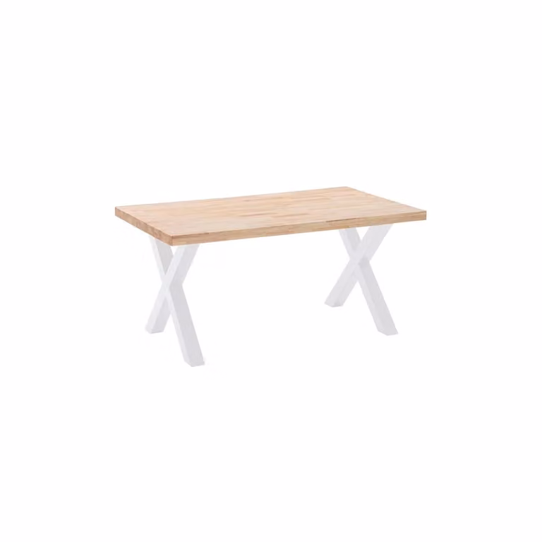 Mesa de comedor fija X-Loft de DUEHOME con patas metálicas en blanco y roble salvaje, An/P/Al: 160 x 90 x 76 cm