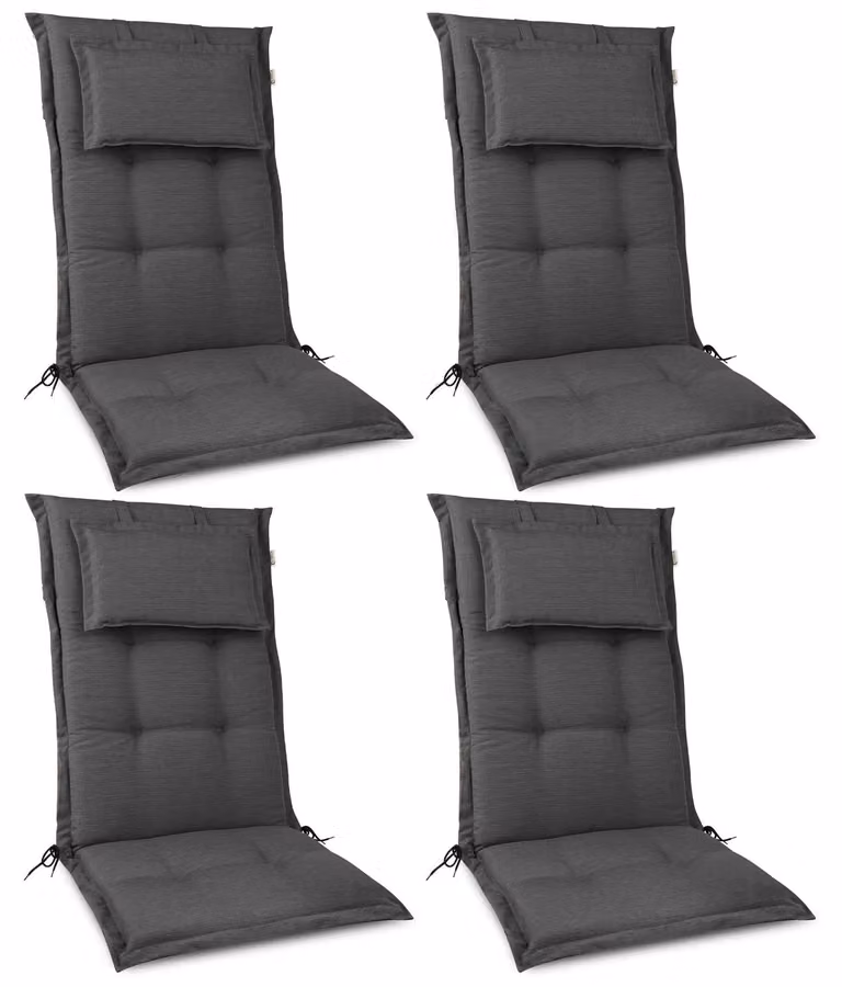 Set de 4 fundas premium para respaldo alto Beautissu, color antracita, An/P/Al: 120 x 50 x 7 cm
