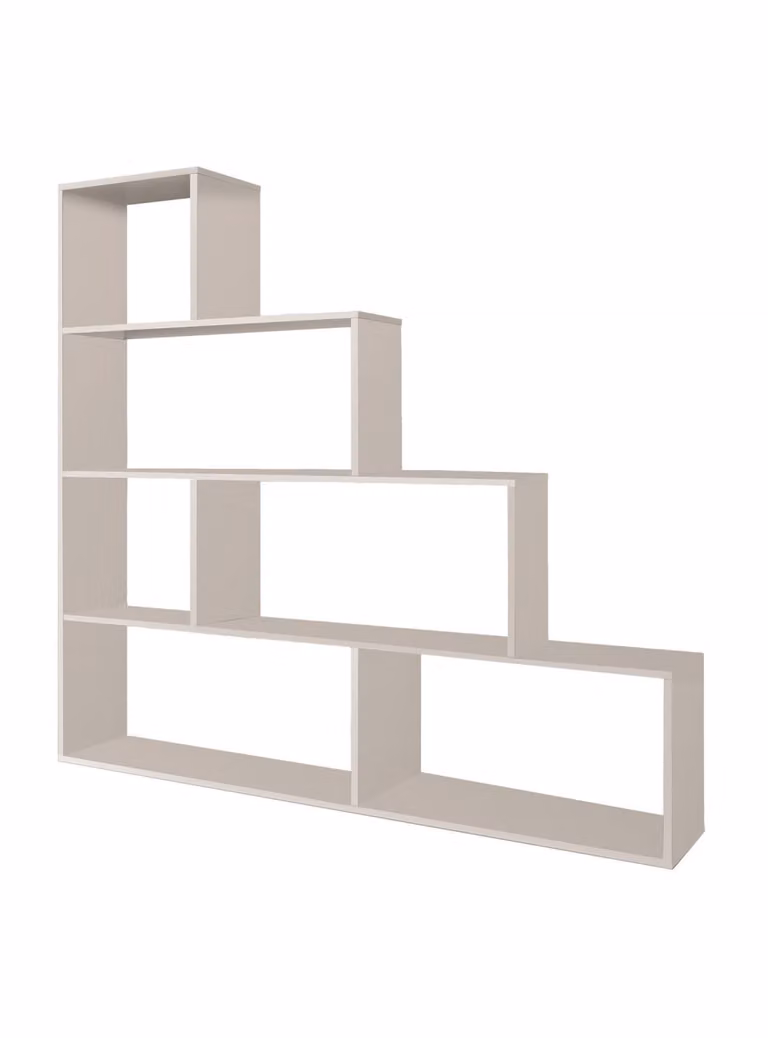 Estantería de madera DMORA en blanco brillante para tu salón, An/P/Al: 145 x 29 x 145 cm
