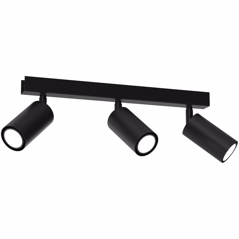 Tira de luces Milagro negra con 3 focos móviles ajustables y bombillas GU10 LED para techo