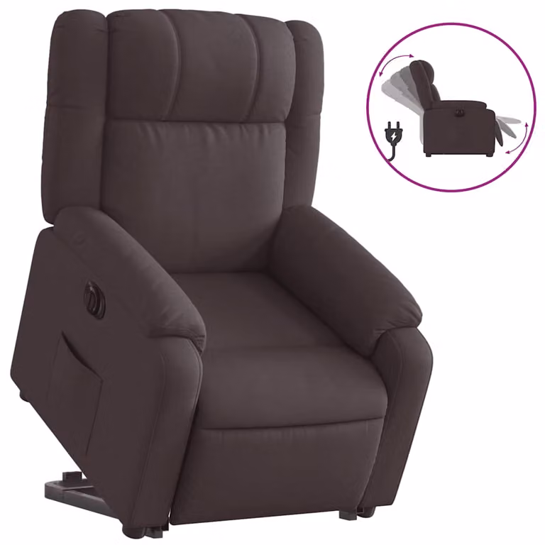 Sillón eléctrico reclinable y elevable vidaXL en tela marrón oscuro para mayores con reposabrazos