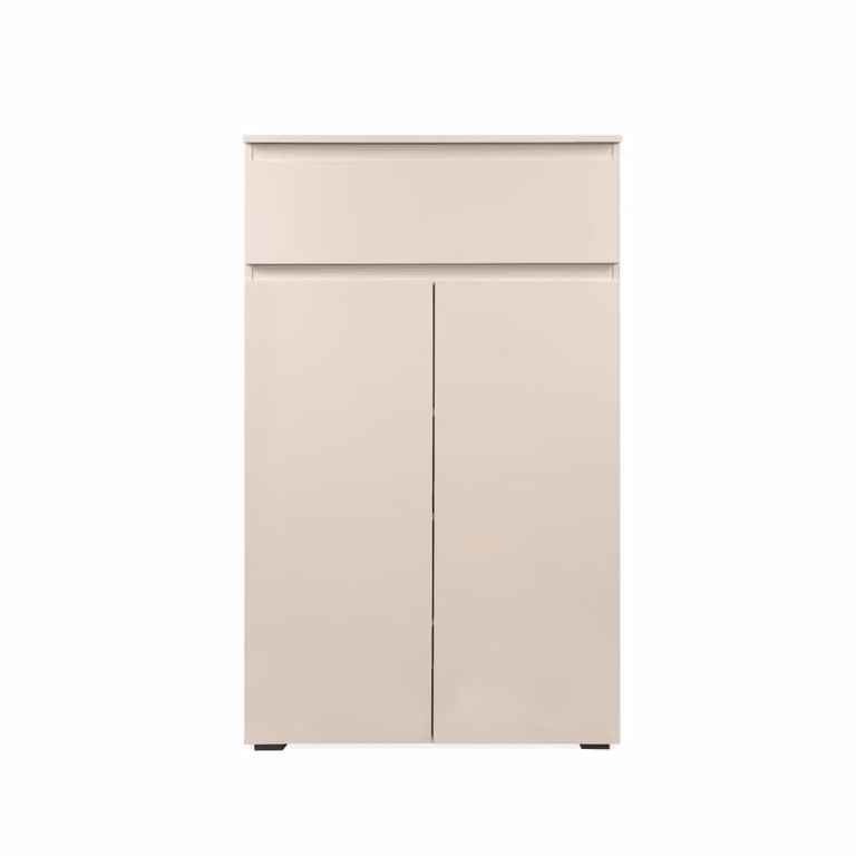 Zapatero Calicosy de 2 puertas y 1 cajón con sistema push to open, color beige, An/P/Al: 80 x 40 x 131 cm