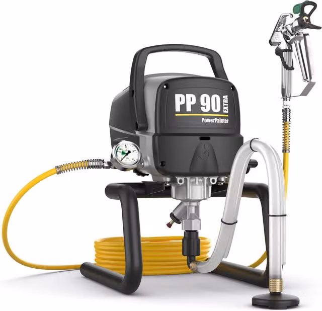 Equipo de pintura airless Wagner PP90 Skid de 800W en color amarillo y negro para lacado