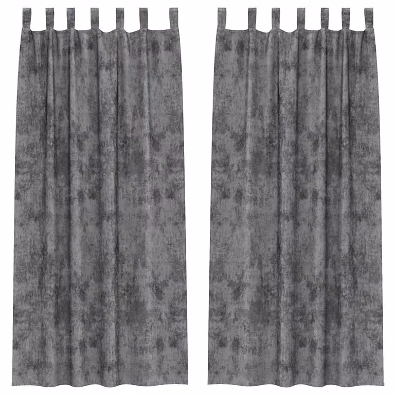 Set de 2 cortinas de terciopelo vidaXL en color gris con efecto blackout y aislamiento térmico, An/Al: 140 x 260 cm