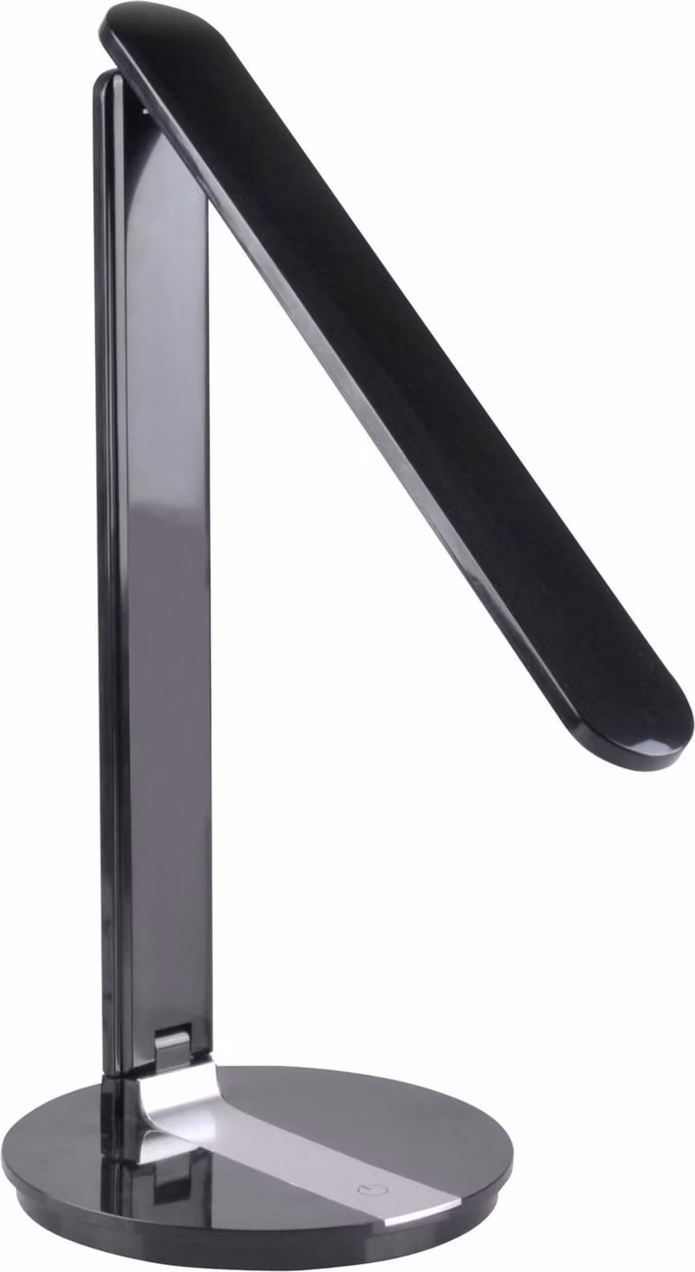 Lámpara de escritorio LED SERRA de Goldlux, negra, regulable y con control táctil, An/P/Al: 120 x 80 x 38.5 cm