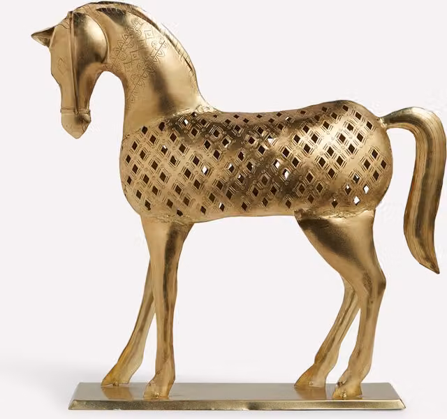 Portavelas caballo Taxila de El Corte Inglés en color dorado y metal