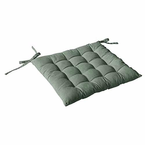 Cojín de silla Enjoy Home en algodón verde, cuadrado de 38 x 38 cm