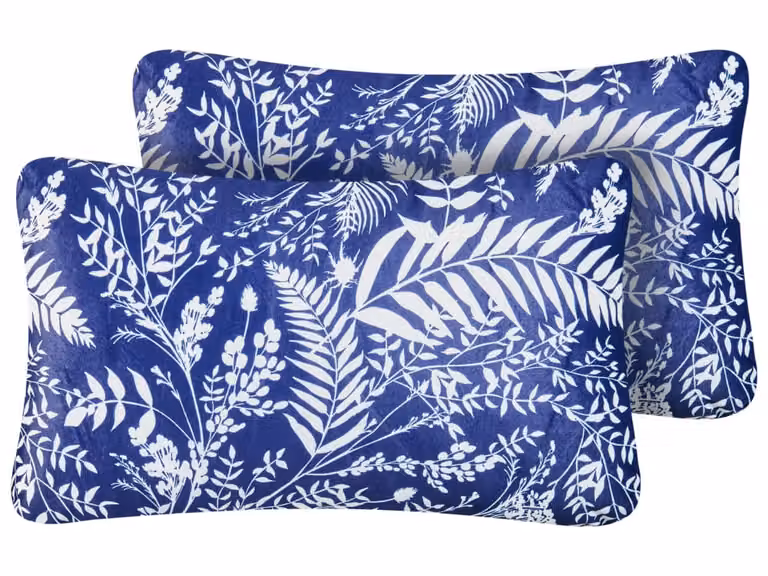 Cojín de jardín rectangular Beliani con diseño floral azul y tejido de poliéster repelente a las manchas