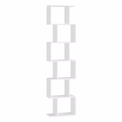Biblioteca VASAGLE de 6 niveles en color blanco, separador de ambientes de estilo minimalista, An/P/Al: 40 x 24 x 191 cm