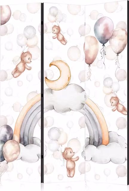 Biombo Artgeist Oso de Peluche Pastel multicolor y rosa An/Al: 135 x 172 cm