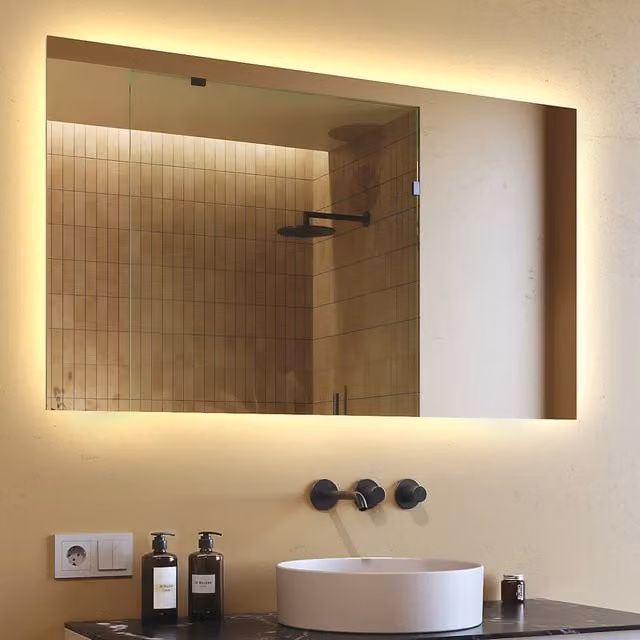 Espejo de baño Artforma con iluminación LED blanco cálido 3000K, diseño moderno rectangular, An/Al: 120 x 70 cm