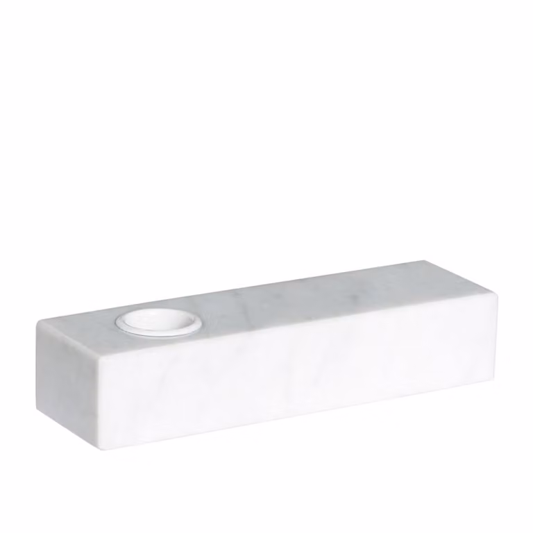Portavelas de mármol blanco Hübsch para tealight con diseño minimalista y forma rectangular