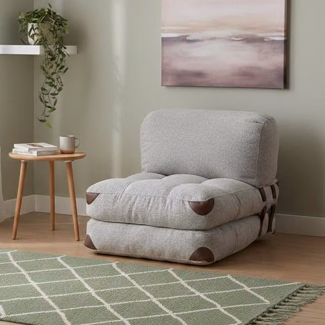 Sillón Lounge Moderno DMORA de Tela y Espuma en Color Gris An/P/Al: 80 x 60 x 70 cm