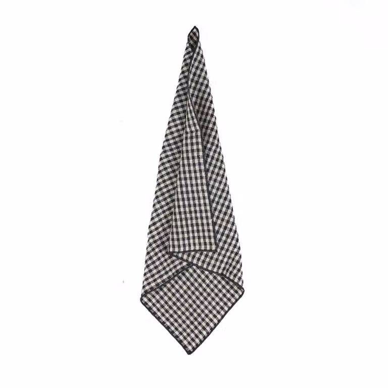 Servilleta de lino Bazar Bizar en marrón y negro An/An/Al: 45 x 45 x 2 cm