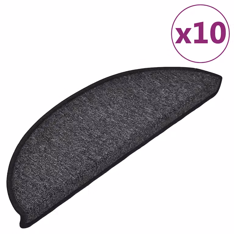Pack de 10 felpudos para escaleras vidaXL antracita, antideslizantes y lavables, An/P/Al: 56 x 17 x 3 cm