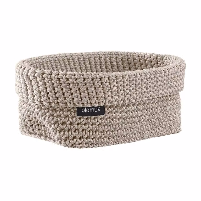 Cesta de almacenamiento textil Blomus Crochet Tela L en color Moonbeam, An/P/Al: 20 x 12 x 9 cm