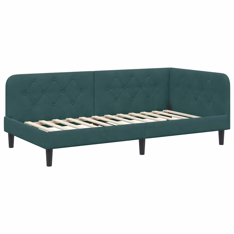 Estructura de cama tapizada vidaXL en terciopelo verde con diseño minimalista de 100 x 200 cm
