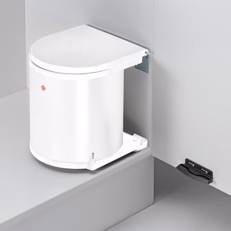 Cubo de basura empotrable Wesco con tapa swing de 13 l, color blanco y material plástico