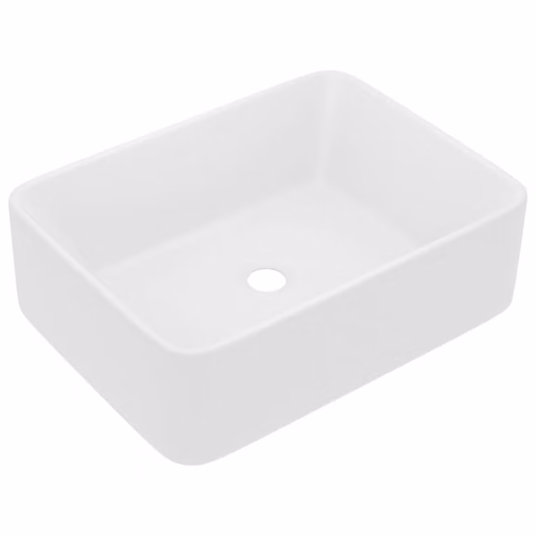 Lavabo rectangular de cerámica para encimera en color blanco mate, An/P/Al: 41 x 30 x 12 cm