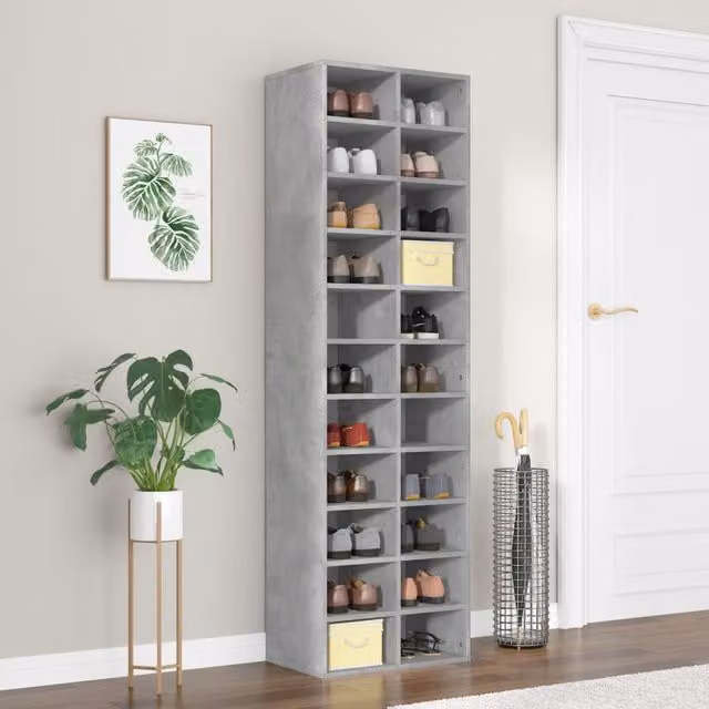 Zapatero moderno vidaXL de madera y MDF en color gris mate, An/P/Al: 80 x 35 x 183 cm