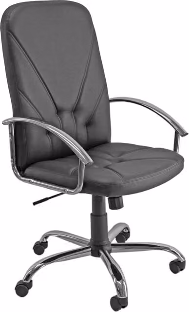 Silla de oficina ejecutiva Dante de UNISIT en polipiel negra con reposacabezas y reposabrazos