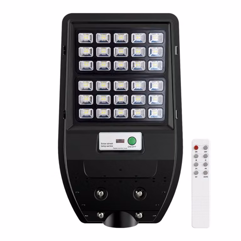 Lámpara solar LED VIA de 50W Eko-Light color negro con sensor de movimiento, sensor de crepúsculo y control remoto, 500 lúmenes