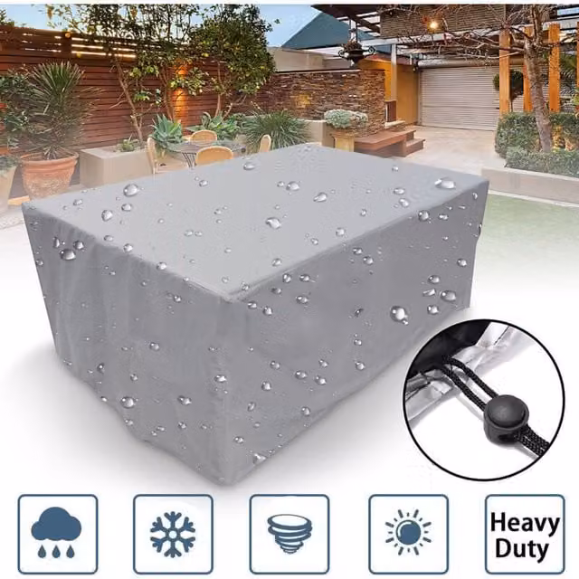 Funda protectora rectangular para muebles de jardín Trimec en poliéster impermeable y resistente a los rayos UV, color gris plata, An/P/Al: 152 x 104 x 71 cm