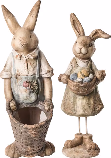 Conjunto de 2 figuras decorativas de conejo de Pascua multicolor de la marca BELIANI para interior y exterior