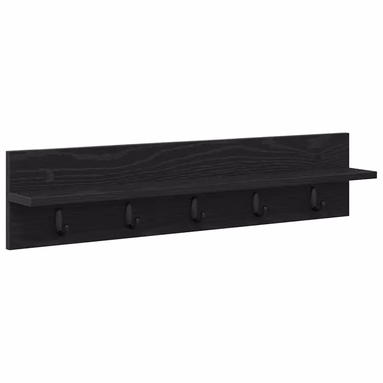 Perchero de pared moderno vidaXL en madera de roble negro mate con ganchos para pasillo