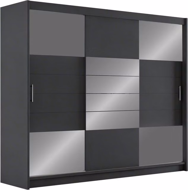 Armario Honolulu 102 de MOBILIER1 en color gris con puertas correderas y estantes internos, An/P/Al: 250 x 61 x 215 cm