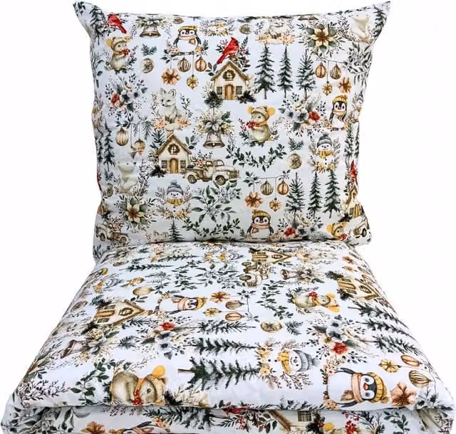 Juego de ropa de cama navideño Doratex de algodón con diseño gráfico multicolor y cierre de cremallera, An/P: 160 x 200 cm