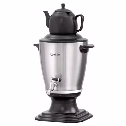 Samovar Bartscher de acero inoxidable para el té, 3,2 l, color plata y negro