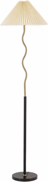 Lámpara de pie Kendra Home en metal negro y oro con pantalla de tela beige