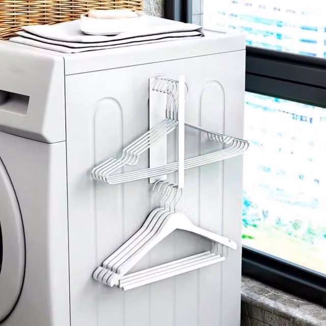 Organizador Magnético de Perchas XISRENS de Acero para Lavadora y Cuarto de Lavandería en Blanco o Negro