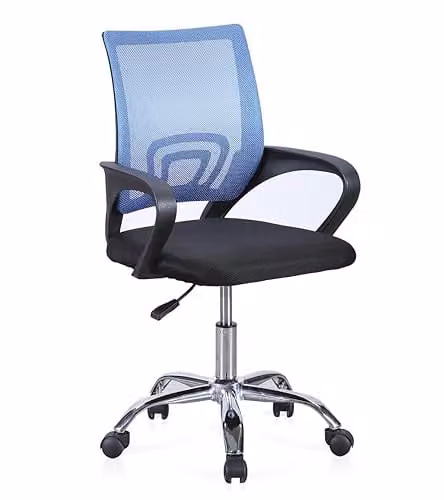 Silla de escritorio juvenil Vera de Home Heavenly, silla de oficina giratoria y regulable en altura con patas metálicas y tejido 3D, An/P/Al: 60 x 60 x 90-102 cm, Azul