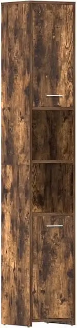 Armario de baño moderno de madera de roble ahumado con puertas batientes Helloshop26 An/P/Al: 30 x 30 x 183,5 cm